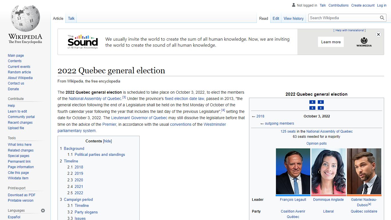 2022 Quebec general election - Wikipedia