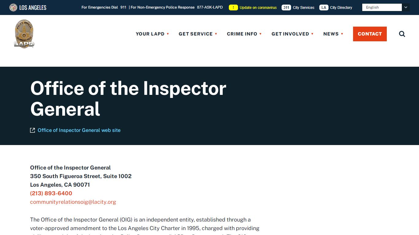 Office of the Inspector General - LAPD Online