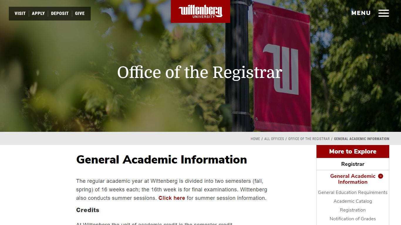 General Academic Information | Wittenberg University